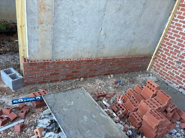 Brick foundation and exterior porch surface preparation