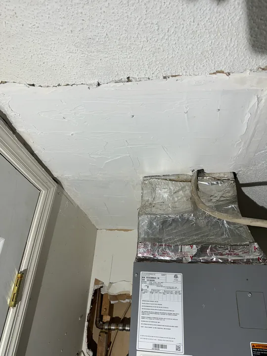 Damaged ceiling edges and drywall repair preparation
