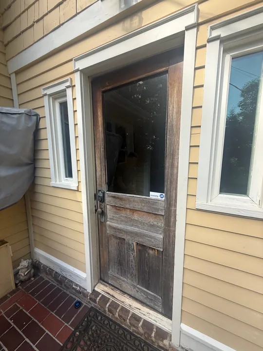 Exterior entry door, sidelights and surrounding trim
