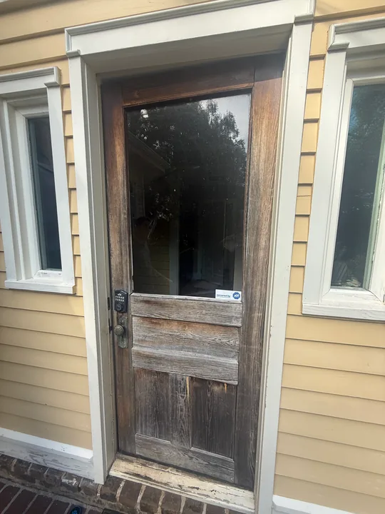 Exterior entry door, sidelights and surrounding trim