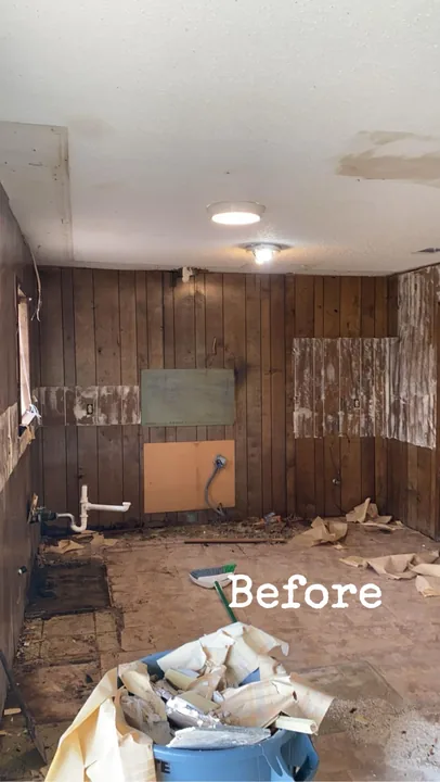 Kitchen cabinets, worktop and wall preparation