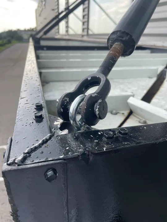 Metal commercial canopy with support frame and connection hardware