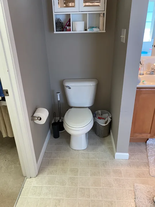 White toilet and its nearby shutoff connection