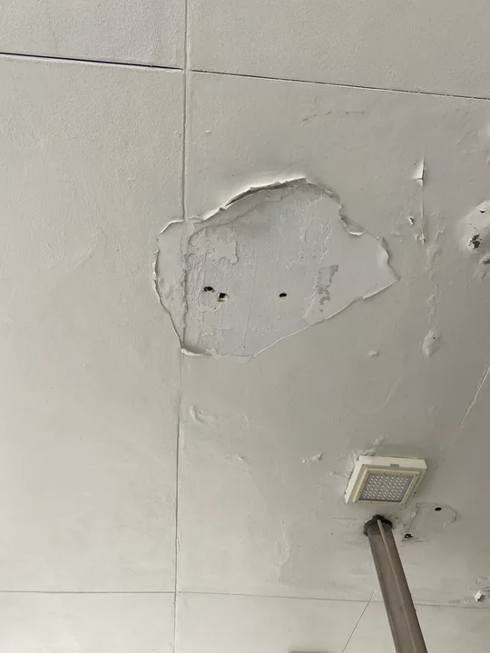Wall patch and joint compound viewed close up